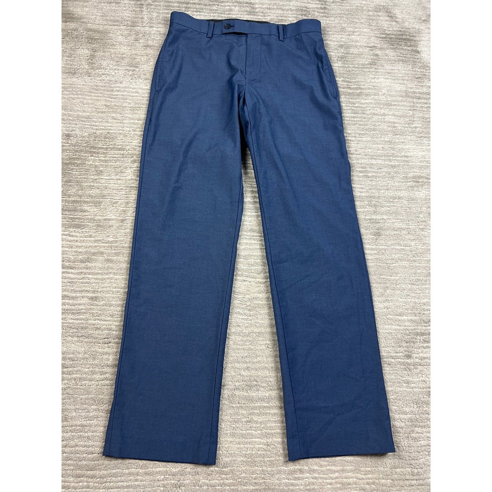 Calvin Klein Dress Pants Men 30x30 Blue Flat Front Straight Leg Stretch Trousers